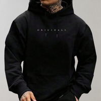 Herren Hoodie "Originals" mit Kapuze und Kängurutasche-Schwarz-S-Luzern Mode