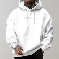 Herren Hoodie "Originals" mit Kapuze und Kängurutasche-Weiß-S-Luzern Mode
