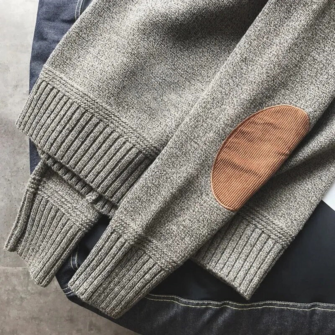 Herren Strickpullover mit Ellenbogen-Patches, Wintermode-Luzern Mode