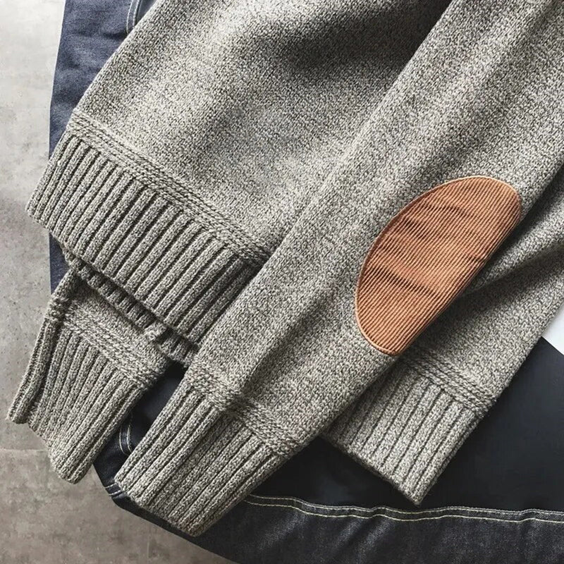 Herren Strickpullover mit Ellenbogen-Patches, Wintermode-Luzern Mode