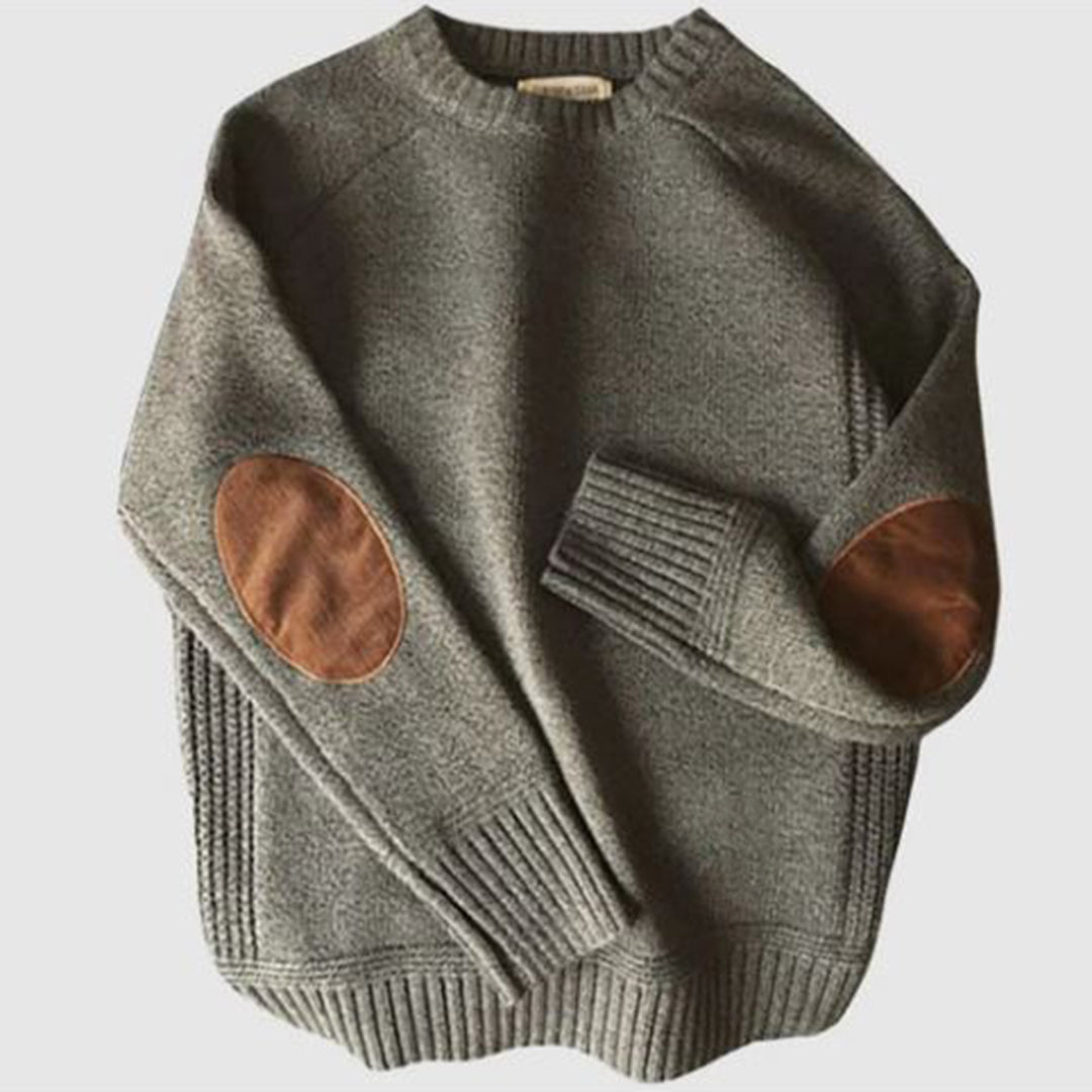 Herren Strickpullover mit Ellenbogen-Patches, Wintermode-Farbe-M-Luzern Mode