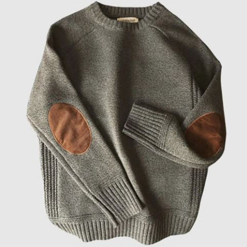 Herren Strickpullover mit Ellenbogen-Patches, Wintermode-Farbe-M-Luzern Mode