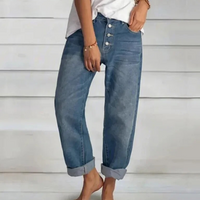 Damen Jeans hochtailliert mit Knopfleiste vorne bequem-Luzern Mode