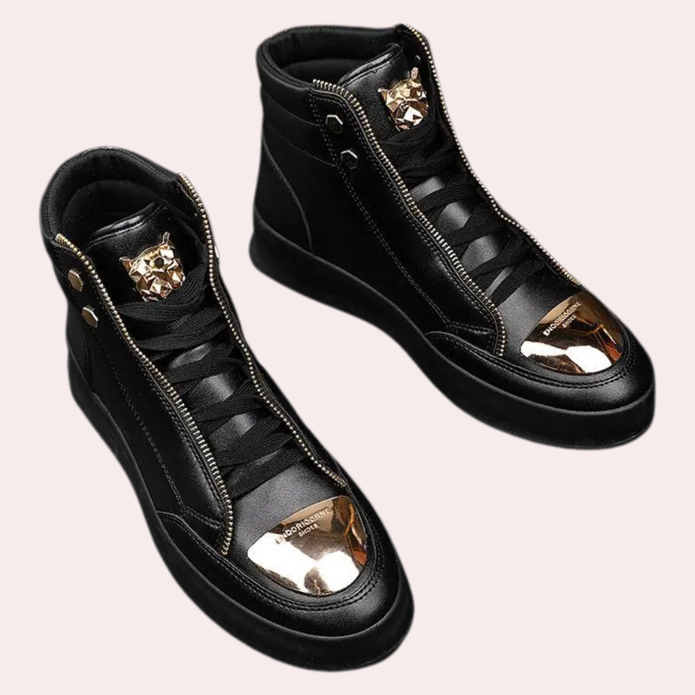 Luxuriöse High-Top Sneaker mit Metallic-Akzenten Herren-Schwarz-39-Luzern Mode