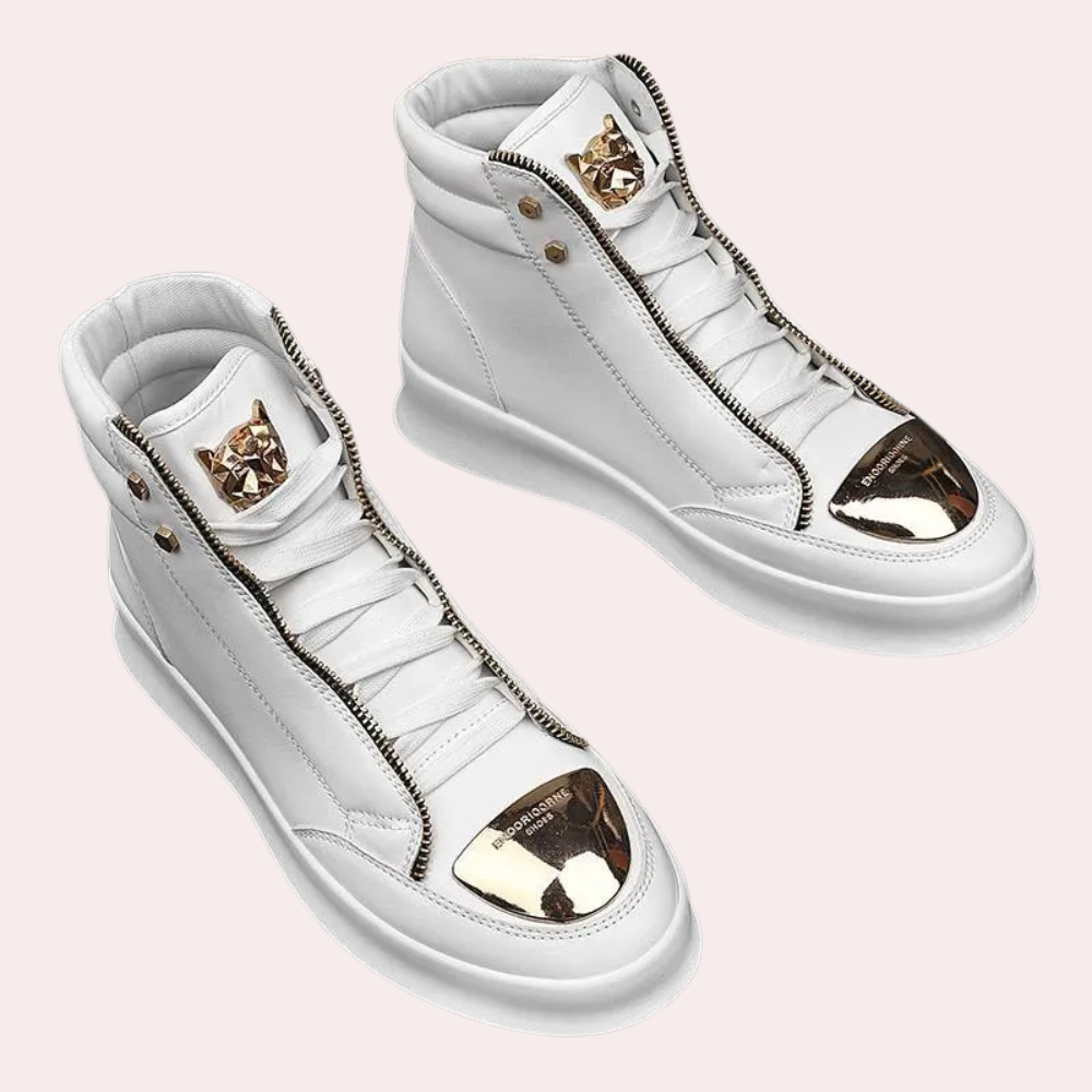 Luxuriöse High-Top Sneaker mit Metallic-Akzenten Herren-Weiß-39-Luzern Mode