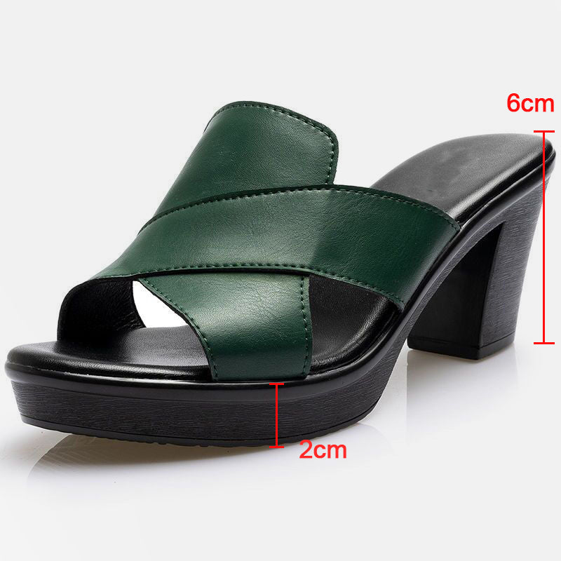 Damen Plateau-Sandaletten | Blockabsatz | Veganes Leder | Offen | 6cm-Luzern Mode