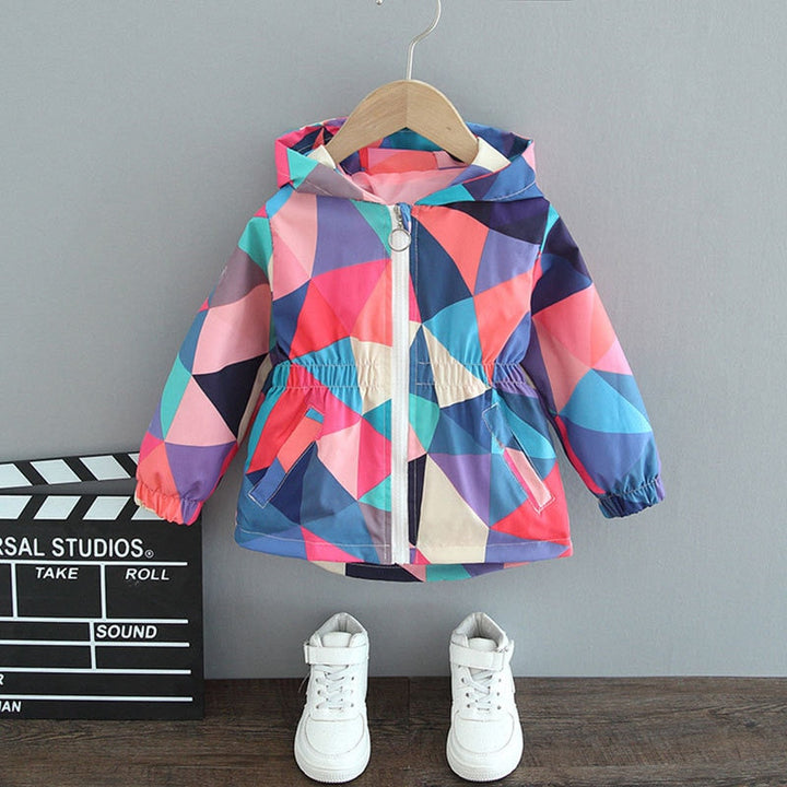 Bunte Kinderjacke mit Kapuze - Geometrisches Muster-Luzern Mode