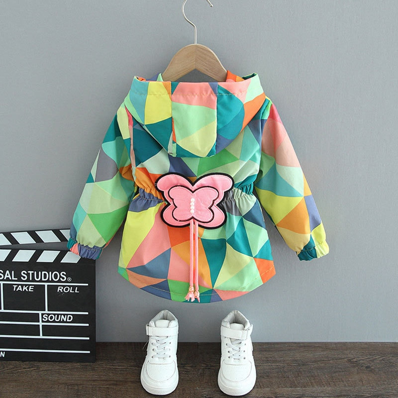 Bunte Kinderjacke mit Kapuze - Geometrisches Muster-Grüner Farbton-12-18 Monate-Luzern Mode