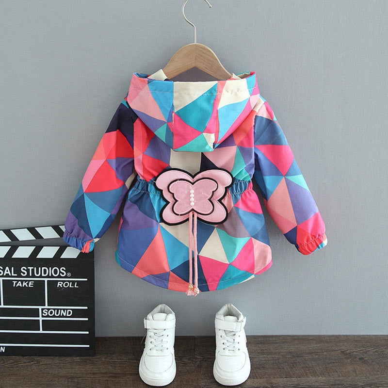 Bunte Kinderjacke mit Kapuze - Geometrisches Muster-Rosa Tönung-12-18 Monate-Luzern Mode