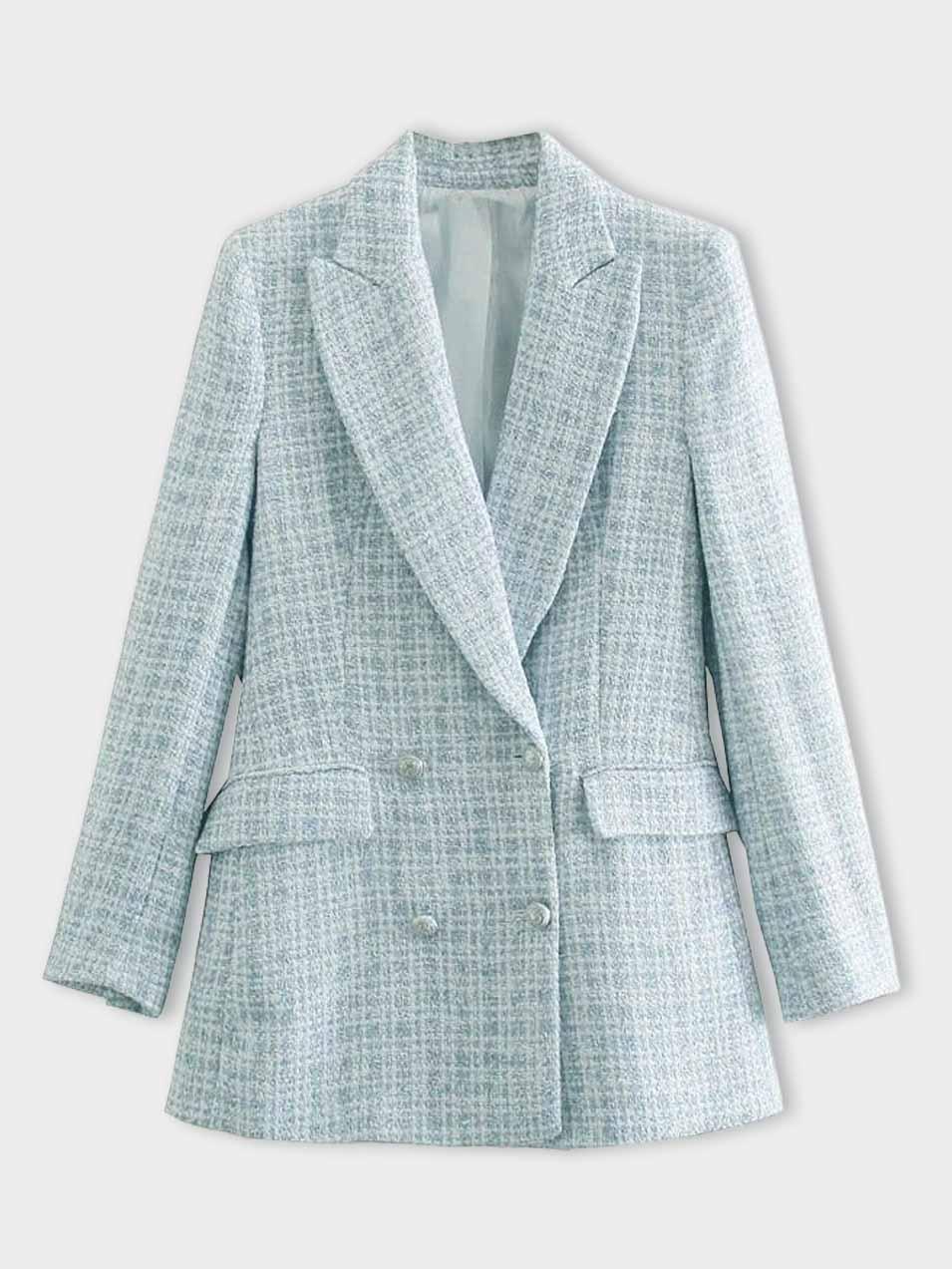 Damen Tweed Blazer Kariert - Eleganter Business Look-Luzern Mode