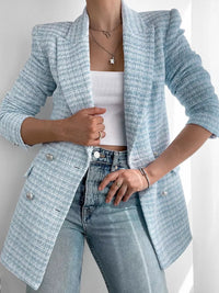 Damen Tweed Blazer Kariert - Eleganter Business Look-XS-Luzern Mode