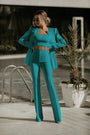 3-teiliges Damen Outfit | Blazer Set mit Rock | Stilvoll | Büro | Events-Grün-S-Luzern Mode