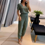 Puffärmel-Bluse | elastischer Hosenbund | bequemes Zweiteiler-Set | vielseitig tragbar-Oliv-S-Luzern Mode