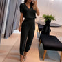 Puffärmel-Bluse | elastischer Hosenbund | bequemes Zweiteiler-Set | vielseitig tragbar-Schwarz-S-Luzern Mode
