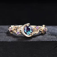 Verlobungsring mit Edelsteinen | Alexandrit | Amethyst | Gold | Silber-Gold-49mm-Luzern Mode