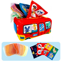 Baby Spielzeug Taschentuchbox | Montessori Sinnes-Spielzeug Buntes Lernen-Auto-Luzern Mode