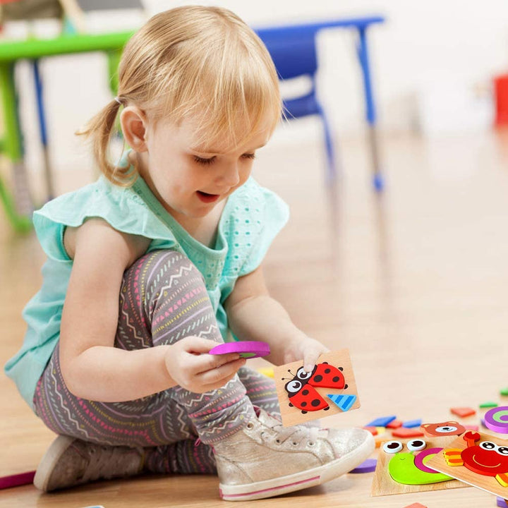 Montessori Lernpuzzle aus Holz – FarbenFreude (1+1 Gratis)