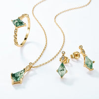 Schmuck für Damen | Halskette | Ohrringe | Ring | Gold | Kristall-Halskette + Ohrringe + Ring-Set-Luzern Mode