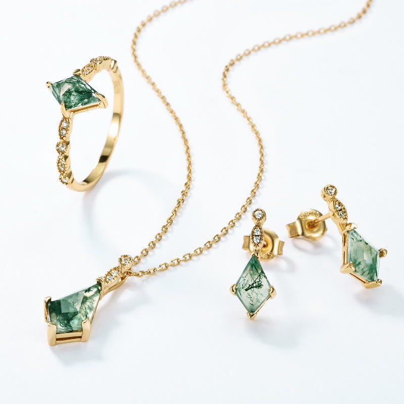 Schmuck für Damen | Halskette | Ohrringe | Ring | Gold | Kristall-Halskette + Ohrringe + Ring-Set-Luzern Mode