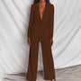 Damen Blazer Hosenanzug Business Elegant Anzug Set-Braun-S-Luzern Mode