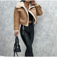 Camila Sherpa Wendejacke Damen - Modische Winterjacke-Hellbraun-S-Luzern Mode