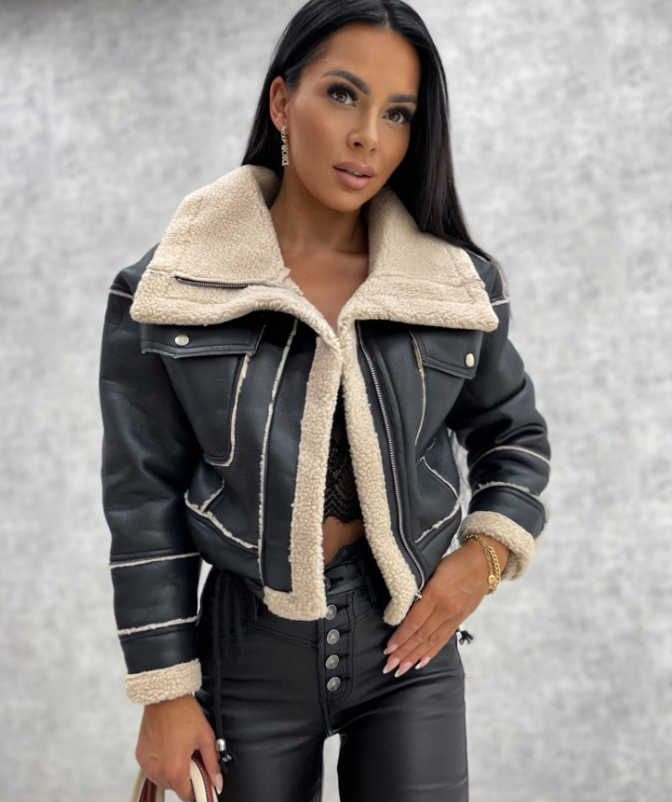 Camila Sherpa Wendejacke Damen - Modische Winterjacke-Schwarz-S-Luzern Mode