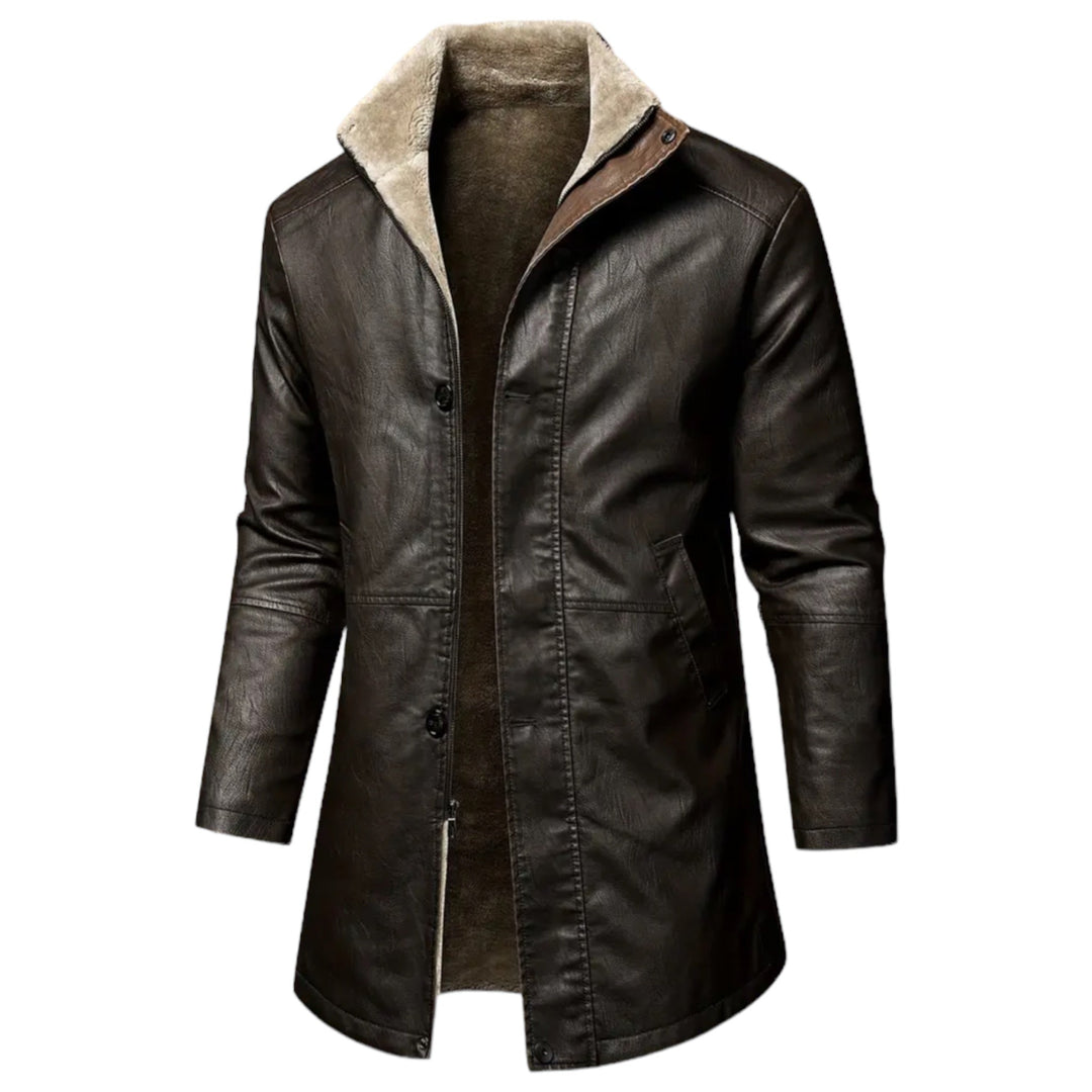 Herren Lederjacke Lang - Stilvolle Bikerjacke für Männer-Schwarz-S-Luzern Mode