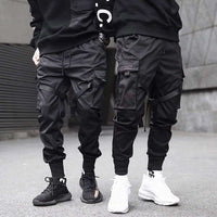 Herren Cargo Hose | Multi-Pocket | Hip-Hop | Schwarz | Kordelzug-S-Luzern Mode
