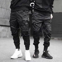 Herren Cargo Hose | Multi-Pocket | Hip-Hop | Schwarz | Kordelzug-Luzern Mode