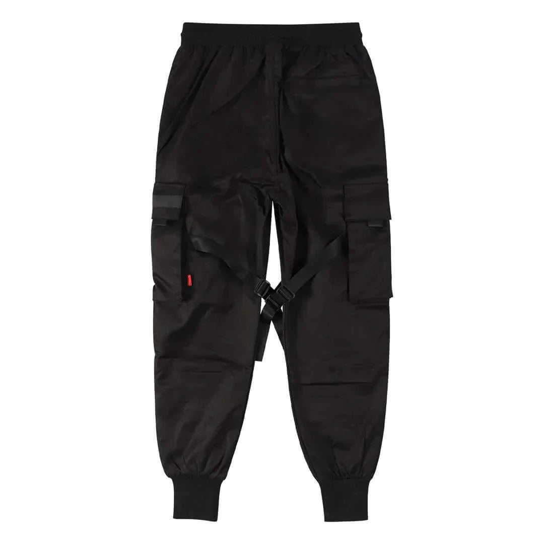 Herren Cargo Hose | Multi-Pocket | Hip-Hop | Schwarz | Kordelzug-Luzern Mode