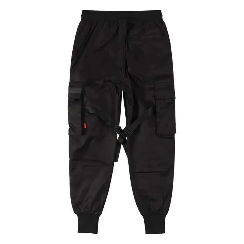 Herren Cargo Hose | Multi-Pocket | Hip-Hop | Schwarz | Kordelzug-Luzern Mode