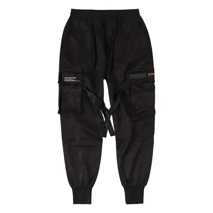 Herren Cargo Hose | Multi-Pocket | Hip-Hop | Schwarz | Kordelzug-Luzern Mode