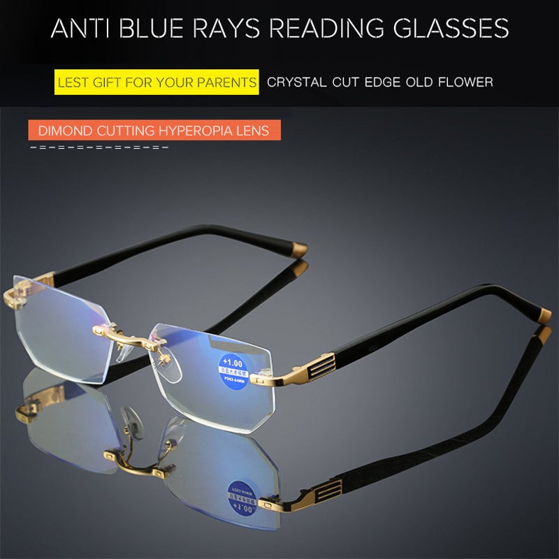 Blaulichtfilter Lesebrille mit Kristallschliff Design-Gold-'+1.00/40-44 JAAR/100°-Luzern Mode