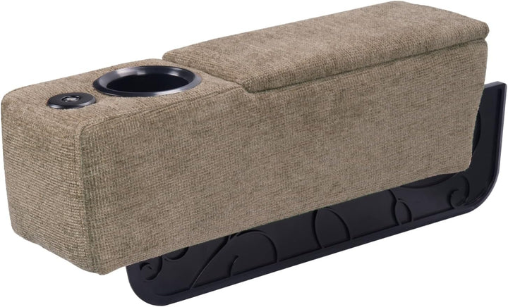 Bankarmstütze | Ladegerät | Getränkehalter | Weich | USB-Anschluss | Vielseitig-Lichtbraun-Luzern Mode