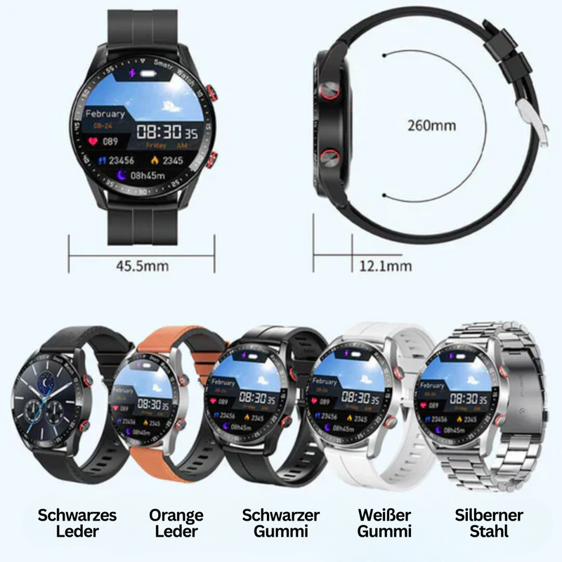 Smartwatch | Rund Multifunktional Monitor Vielseitig Universell-Luzern Mode