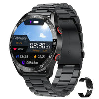 Smartwatch | Rund Multifunktional Monitor Vielseitig Universell-Schwarz (Stahl)-Luzern Mode