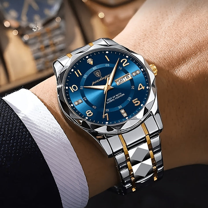 Luxus Herrenarmbanduhr mit Datumsanzeige und Edelstahlband-Luzern Mode