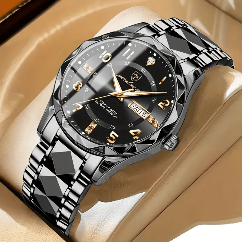 Luxus Herrenarmbanduhr mit Datumsanzeige und Edelstahlband-Luzern Mode