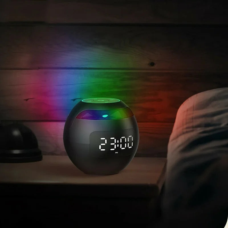 Digitale Wecker | Rund | Bluetooth Lautsprecher | Energieeinsparend | LED-Luzern Mode