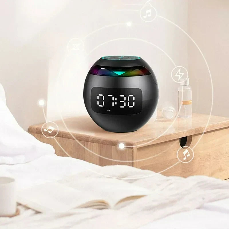 Digitale Wecker | Rund | Bluetooth Lautsprecher | Energieeinsparend | LED-Luzern Mode