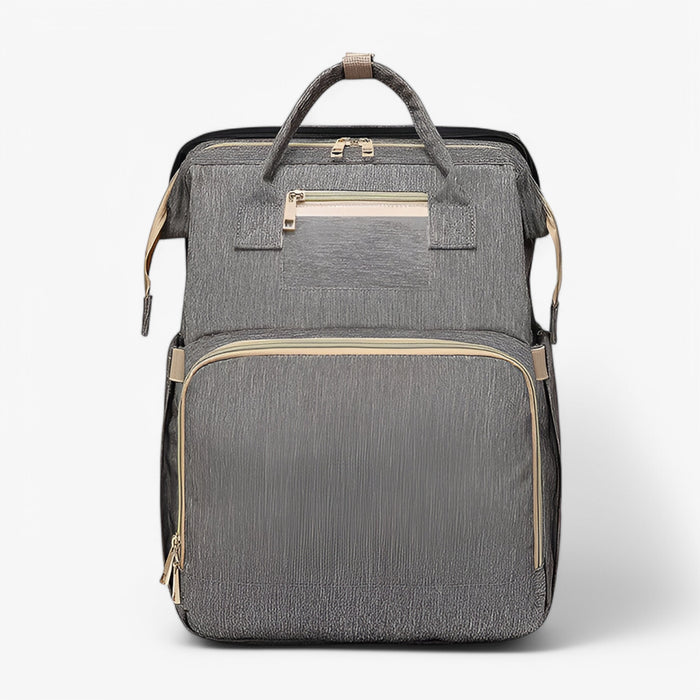 Wickeltasche | Ausziehbares Bettchen | Wasserabweisend | Geräumig | Verstellbar-Grau - mit ID-Kartenfach-Luzern Mode
