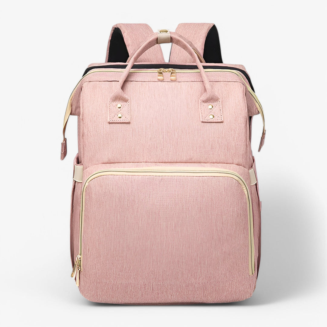Wickeltasche | Ausziehbares Bettchen | Wasserabweisend | Geräumig | Verstellbar-Helles Rosa - mit Ausweisfach-Luzern Mode