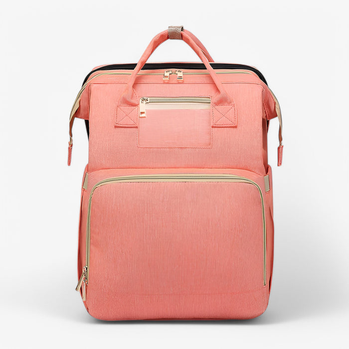 Wickeltasche | Ausziehbares Bettchen | Wasserabweisend | Geräumig | Verstellbar-Rosa - mit Ausweisfeld-Luzern Mode