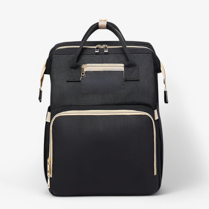 Wickeltasche | Ausziehbares Bettchen | Wasserabweisend | Geräumig | Verstellbar-Schwarz - mit Ausweisfach-Luzern Mode