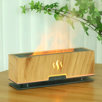 Luftbefeuchter | Flammeneffekt – Stilvoll – 3-in-1 – Aroma – Stimmungslicht – LED – Einzigartig-Helle Holzmaserung-Luzern Mode