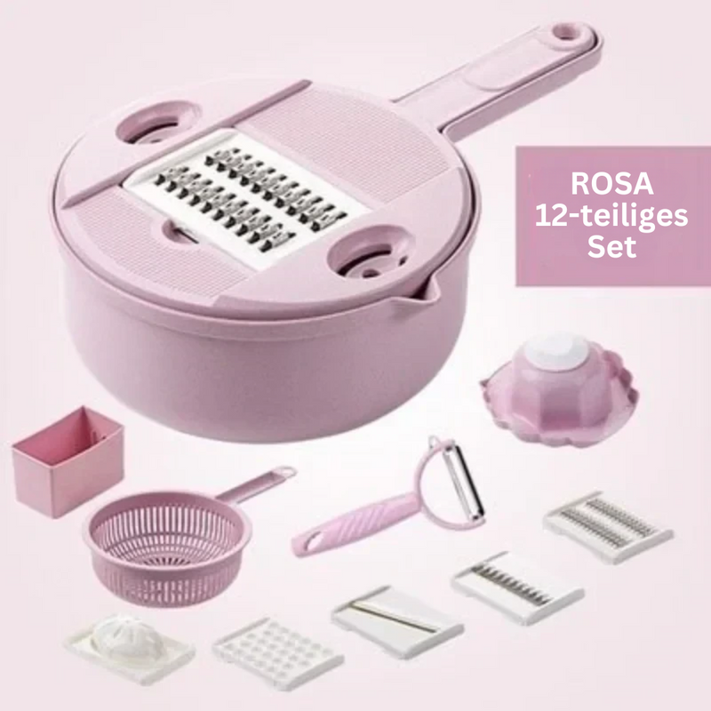 Multifunktionaler Gemüseschneider | 12-teilig Kompakt Vielseitig Langlebig-Rosa-Luzern Mode