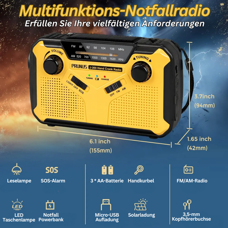 Notfallradio | Wiederaufladbar Taschenlampe LED SOS AM FM DAB Langlebig Vielseitig-Luzern Mode
