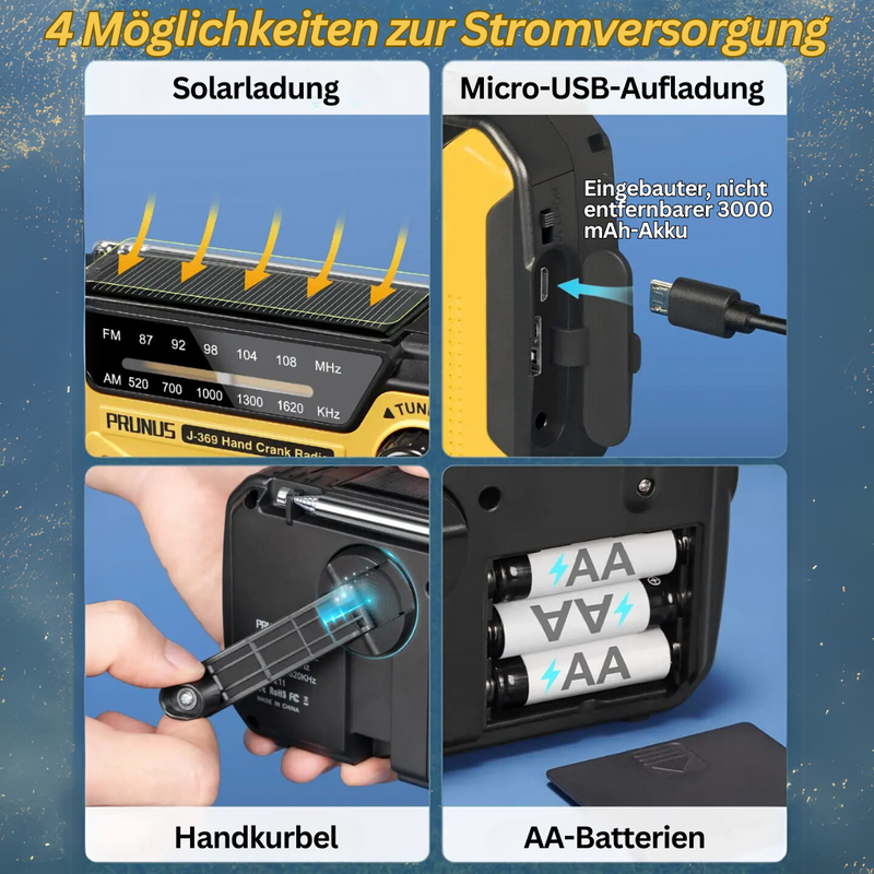 Notfallradio | Wiederaufladbar Taschenlampe LED SOS AM FM DAB Langlebig Vielseitig-Luzern Mode