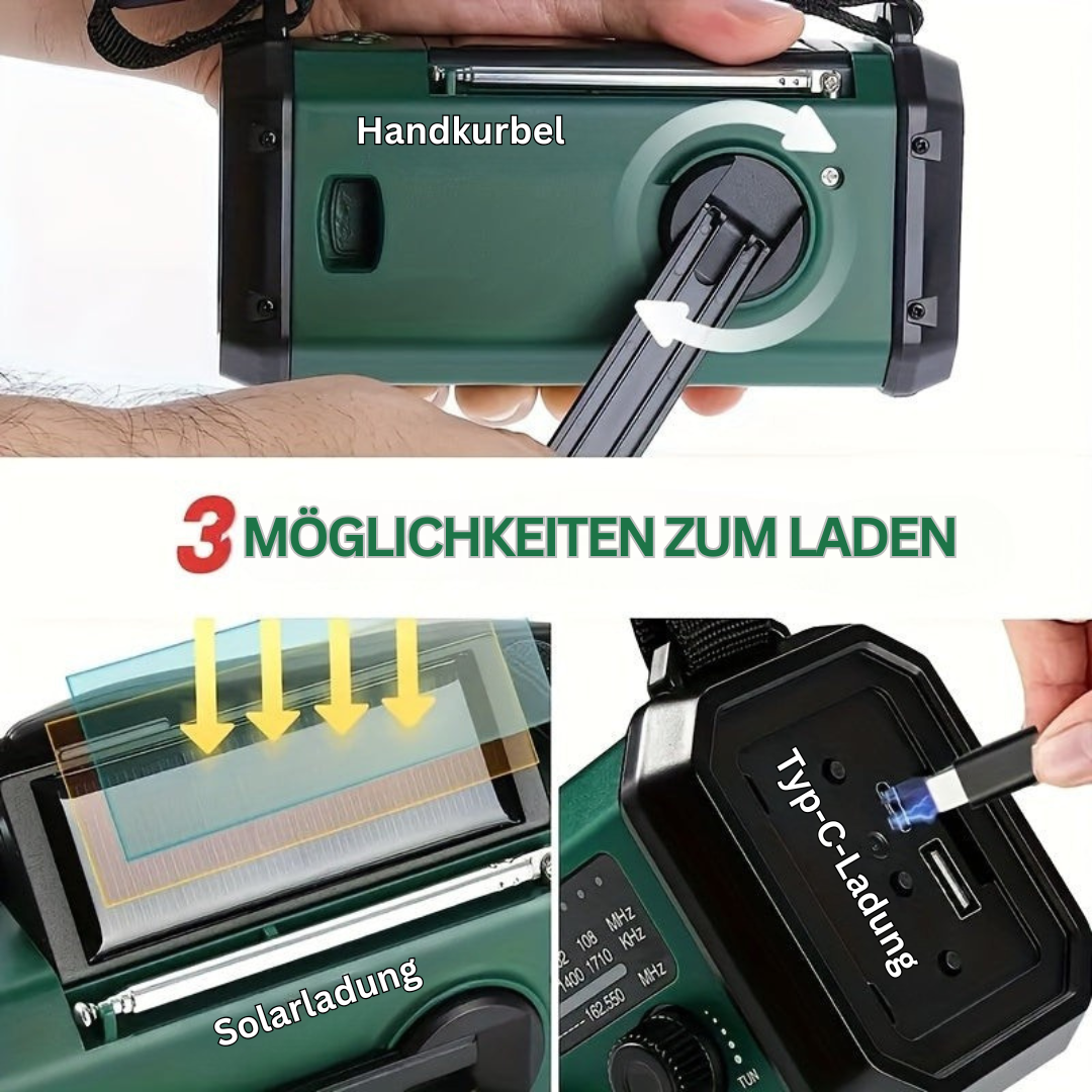 Notfallradio | Multifunktional Vielseitig Langlebig Wiederaufladbar Taschenlampe-Luzern Mode