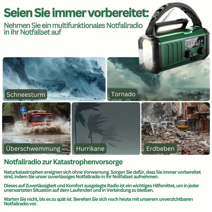 Notfallradio | Multifunktional Vielseitig Langlebig Wiederaufladbar Taschenlampe-Luzern Mode